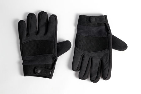 Black work gloves isolated on white background. Clipping path included.