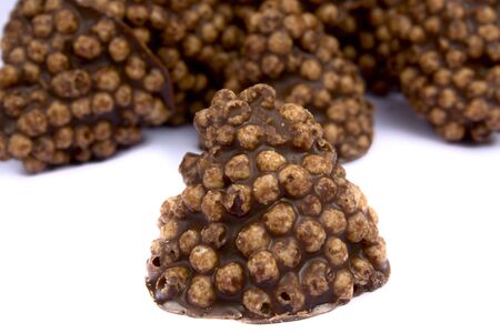 Chocolate sweet a truffle on a white backgroundの写真素材