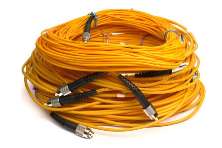 A little bit glass fibre for connection is winded on a white background is isolated