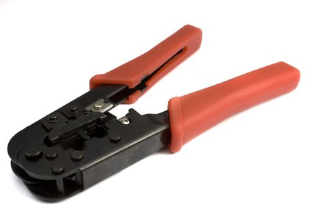 stripper tool black color with orange handles on a white background it is isolatedの写真素材