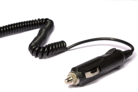 auto adapter black color on white background isolatedの写真素材