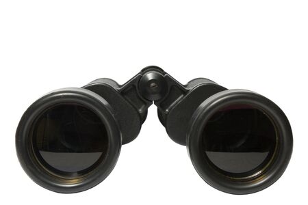 black old field-glass isolated on whiteの写真素材