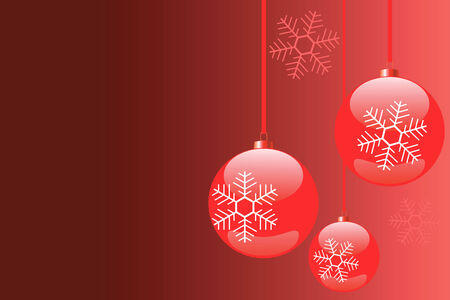 Vector Christmas Background with snowflakes, baubles, in reds colorsのイラスト素材