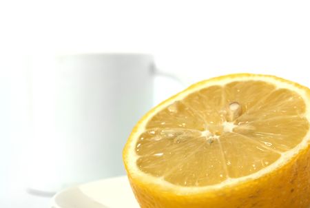 part of lemon for tea and cupの写真素材