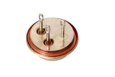 old metall transistor isolated on white background