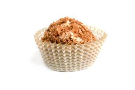 Chocolate sweet a truffle on a white backgroundの写真素材