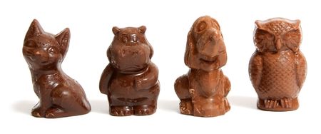 Chocolate animals on a white background it is isolatedの写真素材