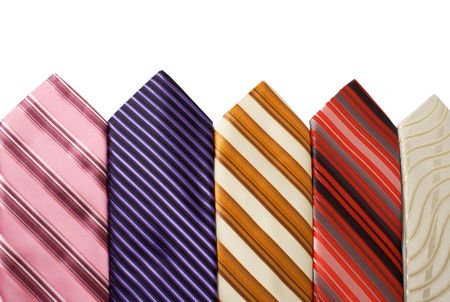 Fabric background from multi coloured striped tiesの写真素材