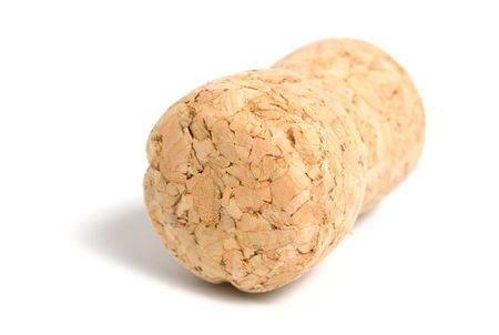 Cork from a champagne bottle on a white backgroundの写真素材