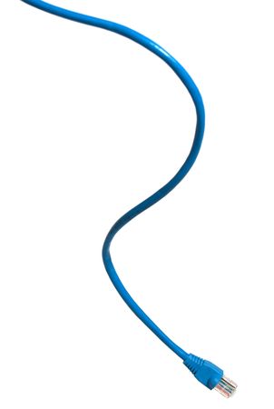 blue computer cable isolated on white background