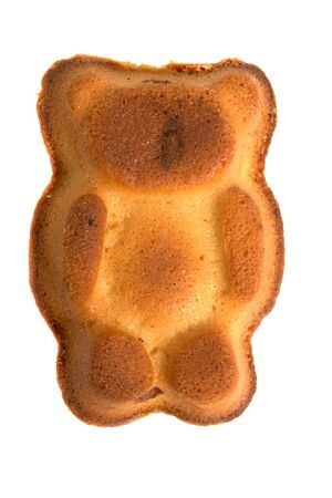 cake in the form a bear isolated on white backgroundの写真素材
