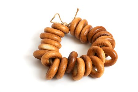 bunch of bagels isolated on the white backgroundの写真素材
