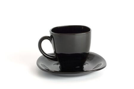 black empty cup isolated on a white backgroundの写真素材