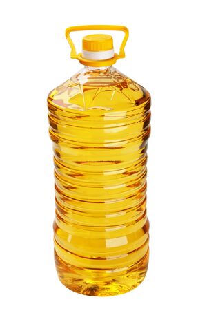 Bottle of sunflower oil on a white background it is isolatedの写真素材