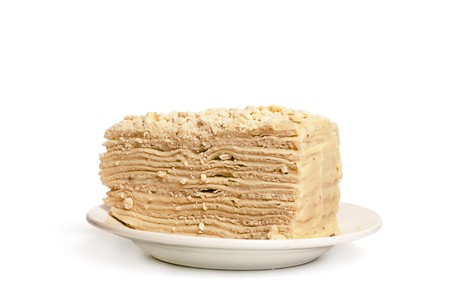 Pie Napoleon isolated on the white backgroundの写真素材