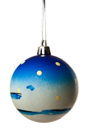 colored Christmas ball hanging on white background it's isolatedの写真素材