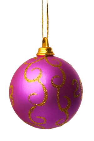 colored Christmas ball hanging on white background it's isolatedの写真素材