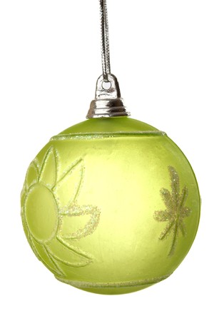 colored Christmas ball hanging on white background it's isolatedの写真素材