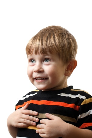 portrait of the boy on white backgroundの写真素材