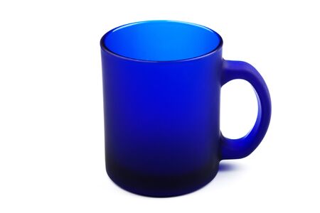 Blue empty cup isolated on a white backgroundの写真素材