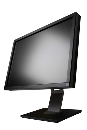 Wide Screen LCD (liquid-crystal display) computer monitor with blank screen. Isolated on white background.の写真素材