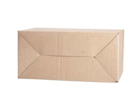 closed cardboard box isolated on the white backgroundの写真素材