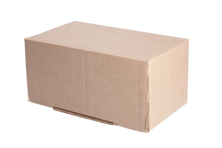 closed cardboard box isolated on the white backgroundの写真素材