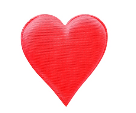 A Fabric Red Heart Isolated On White Backgroundの写真素材