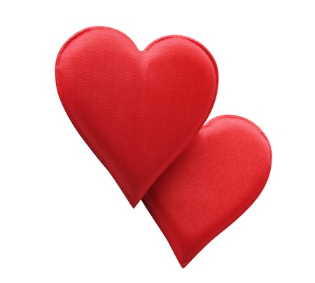 A Fabric Red Hearts Isolated On White Backgroundの写真素材