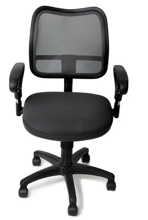 the black office chair isolated on white backgroundの写真素材