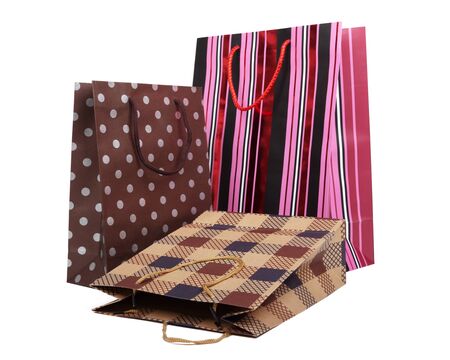 shopping bags isolated on white background with clipping pathの写真素材