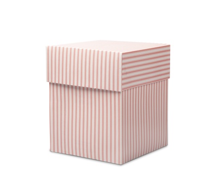 closed striped box isolated on white background with clipping pathの写真素材