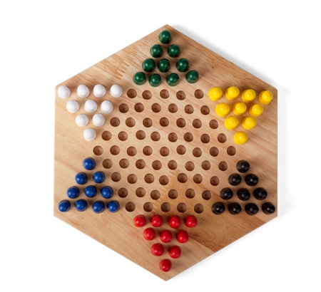 chinese checkers wooden on the white background it is isolatedの写真素材
