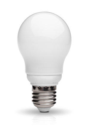 Energy saving light bulb isolated on white background with  clipping pathの写真素材