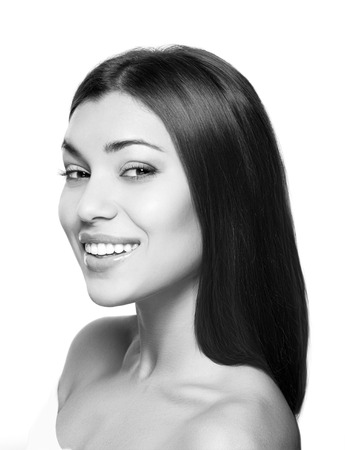 Beautiful woman smile. Teeth whitening. Dental care.の写真素材