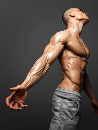Strong Athletic Man Fitness Modelの写真素材