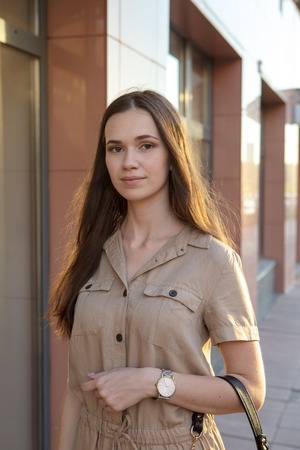 Fashion city portrait of stylish womanの写真素材