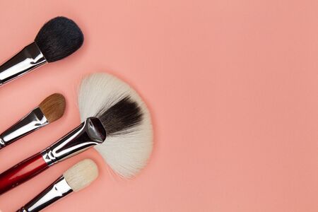 Fashion cosmetic makeup Set. Minimal. Beauty product on pink background. Trendy accessories,...