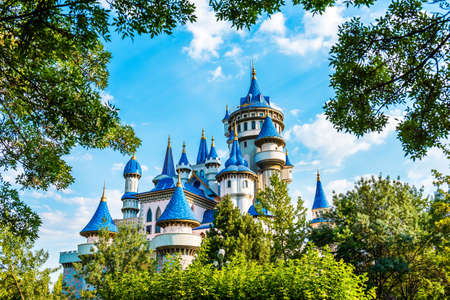 Fairytale Castle in Sazova Park (Science Art and Culture Park) in Eskisehir, Turkey.のeditorial素材