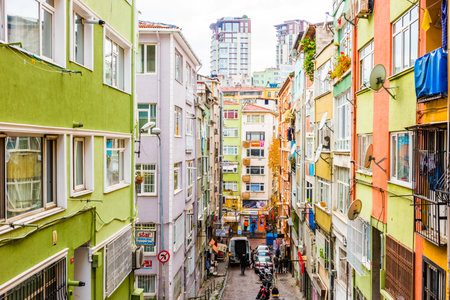 ISTANBUL, TURKEY - DECEMBER 15, 2019: BESIKTAS. Street view from Besiktas District in Istanbul.のeditorial素材
