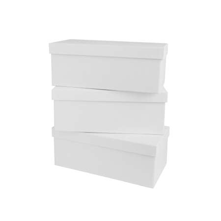 Three white cardboard boxes isolated on white background. Box mockup design. Clipping Path.