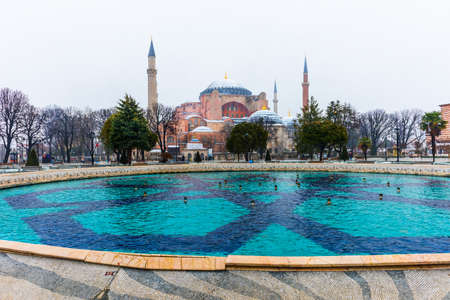 Snowy day in Sultanahmet Square. View of . Istanbul Turkey.のeditorial素材