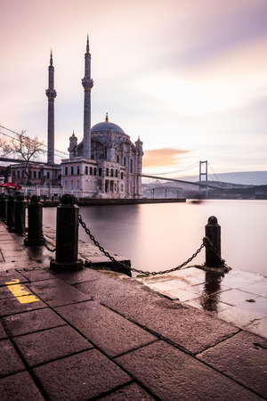 ISTANBUL TURKEY. Beautiful Istanbul sunrise landscape in Ortakoy. Istanbul Bosphorus Bridge and Ortakoy Mosque.のeditorial素材
