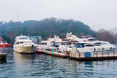 ISTANBUL, TURKEY - FEBRUARY 5, 2021: YenikÃ¶y Istinye Marina in Istanbul, Turkey.