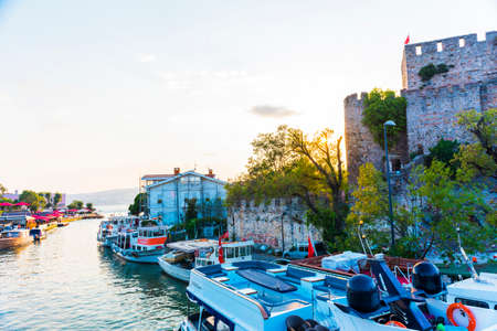 ISTANBUL, TURKEY - SEPTEMBER 2, 2018: Anadolu Hisari (Anatolian Fortress) and Goksu Creek in Beykoz, Istanbul, Turkey.のeditorial素材