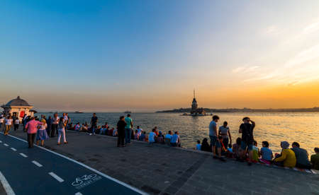 ISTANBUL, TURKEY - JULY 25, 2018: Maiden's Tower in Istanbul, Turkeyのeditorial素材