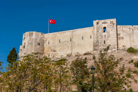 GAZIANTEP CASTLE (GAZIANTEP CASTLE) with blue sky. Gaziantep, Turkey.のeditorial素材