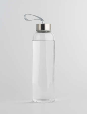 Glass water bottle. Isolated on a white background.