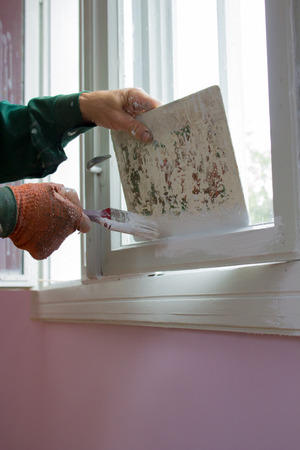 cover with paint windowsの写真素材