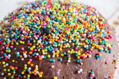 easter cake with colorful candyの写真素材